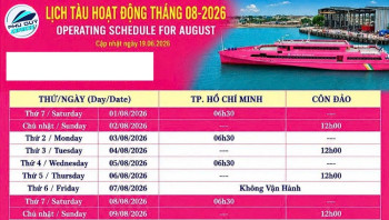 Lịch tàu Sài Gòn - Côn Đảo 8/2026